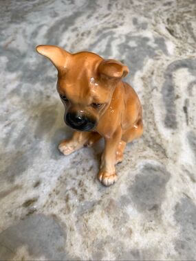 Vintage Ceramic Glazed Carmel Boxer Puppy #dog Collectors